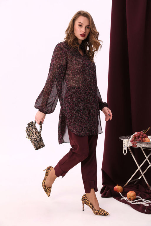 Костюм NIKVA н913-1 винный +леопард  фото 2