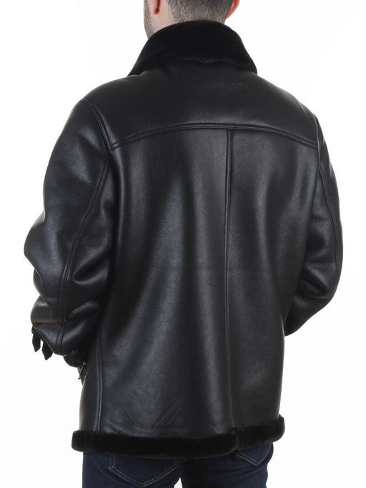 506186530 BLACK Куртка мужская зимняя "Пилот" (искусственная кожа, искусственный мех)