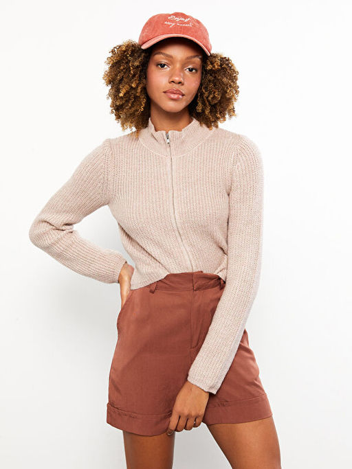 Dik Yaka D?z Uzun Kollu Kad?n Triko H?rka