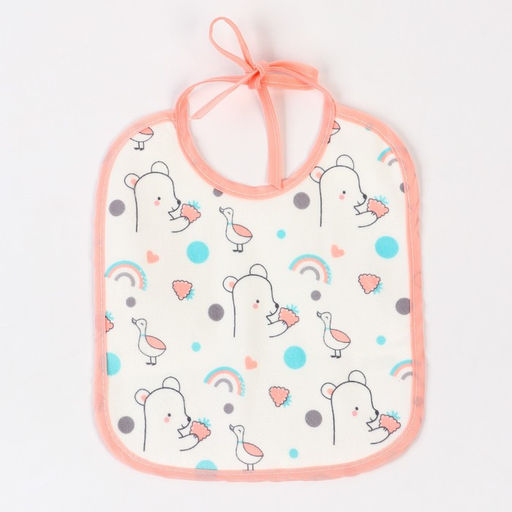 Цена за 10 шт. Нагрудник детский Крошка Я, 17х20 см (фасовка 10 шт., розовая окантовка)  фото 2