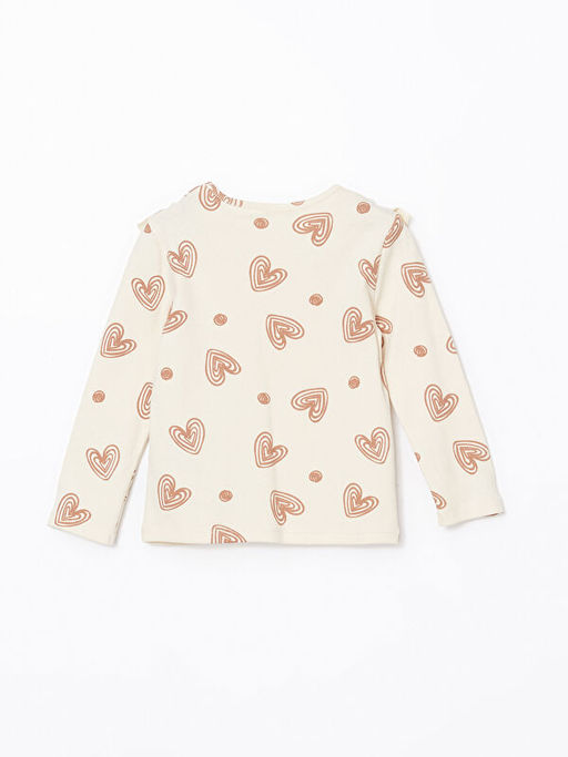 Bisiklet Yaka Kalp Bask?l? K?z ?ocuk Ti??rt