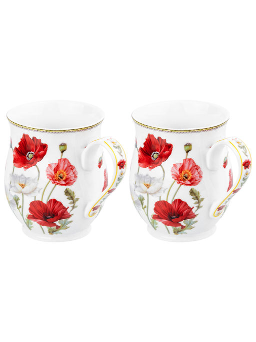 Набор 2 кружек 350 мл 11,5*8,2*10 см Маки бочонок, NEW BONE CHINA, фарфор - Elan gallery фото 4