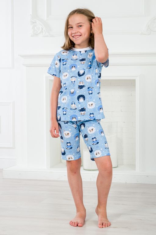 Пижама детская из футболки и бридж из кулирки Кошки - Амадэль фото 4