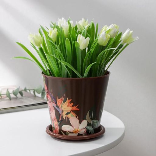 Цена за 2 шт. Горшок для цветов Доляна «Тропический лес», 800 мл, цвет коричневый