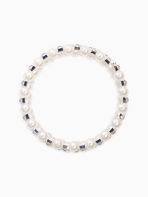 Браслет-пружинка Жемчужинка 3 ряда, шахматы, белый, d=6.5 см