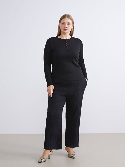 Beli Lastikli Dokulu Geni? Pa?a Kad?n Pantolon