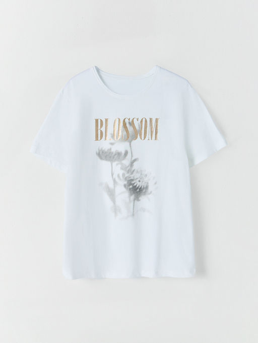 Футболка женская белая с принтом и надписью прямого кроя - Mark formelle фото 5