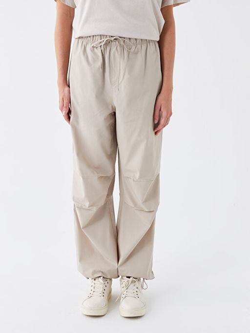 Kad?n Beli Lastikli D?z Para??t Pantolon