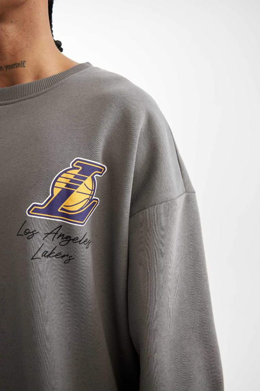 DeFactoFit толстый свитшот оверсайз с круглым вырезом NBA Los Angeles Lakers  фото 10