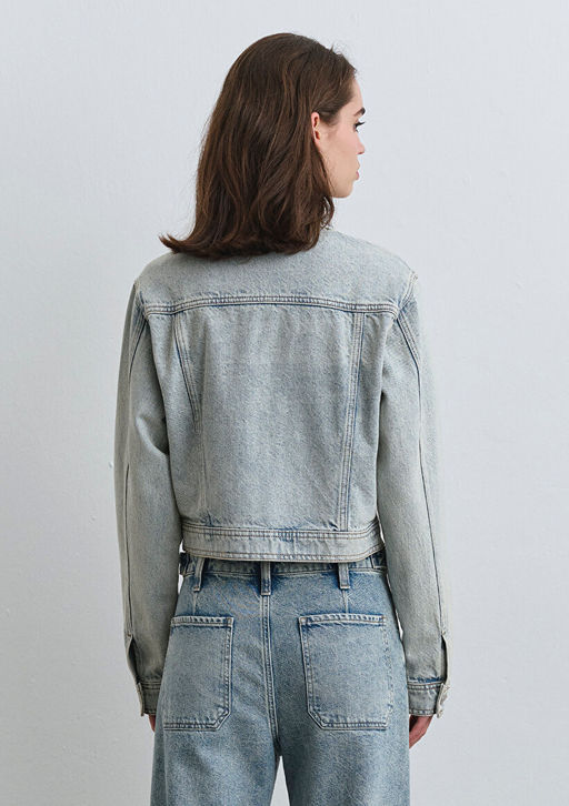 Risa All Blue Golgeli Buz Mavi Jean Ceket  фото 3