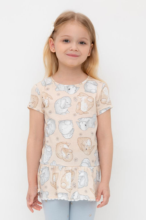 Crockid _ КР 302745/песчаный,зайчики и ромашки к563 блузка (туника) для дев  фото 5
