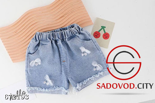 Летний костюм двойка для девочки с джинсовыми шортами
