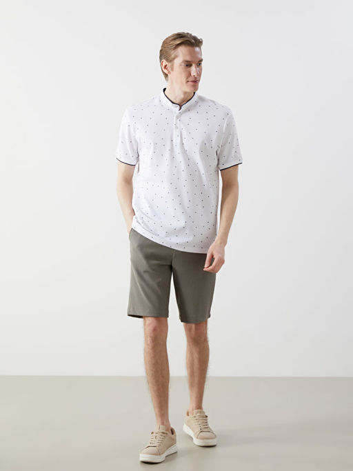 Hakim Yaka K?sa Kollu Desenli Erkek Ti??rt