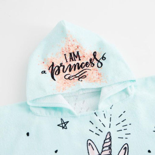 Полотенце - пончо детское махровое «Крошка Я. Единорог», 60×120 см, хлопок 100%, голубое