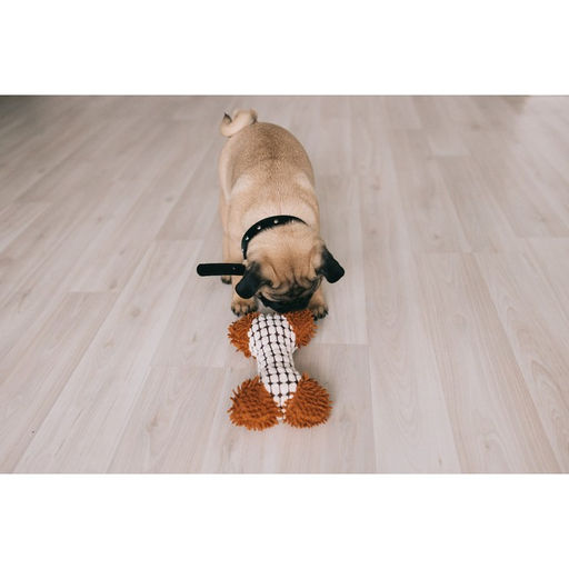 Игрушка мягкая для собак Особая кость, двутканевая, с пищалкой, 20х12 см, бело-коричневая 708725 - Пижон фото 3