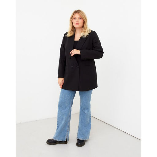 Пиджак женский двубортный MIST plus-size, размер 52, чёрный