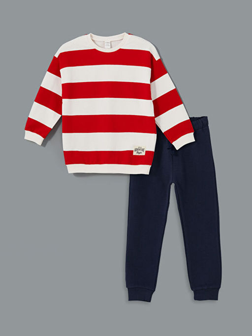 Bisiklet Yaka Erkek ?ocuk Sweatshirt ve E?ofman Alt 2li