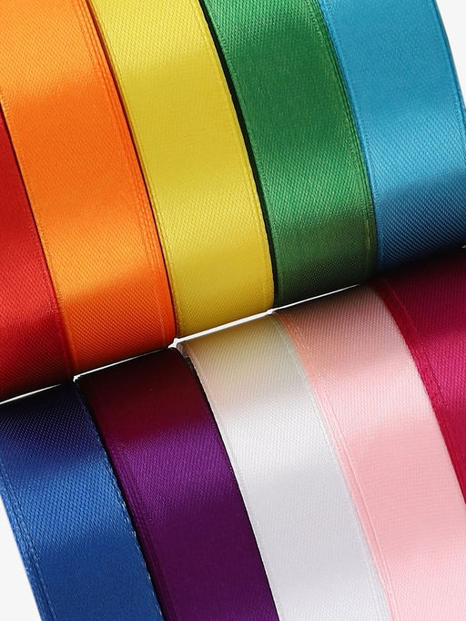 Набор лент атласных (10шт) 20мм*25±1ярд(23м±1м) №01/04/15/19/20/25/26/27/34/40 радуга АУ