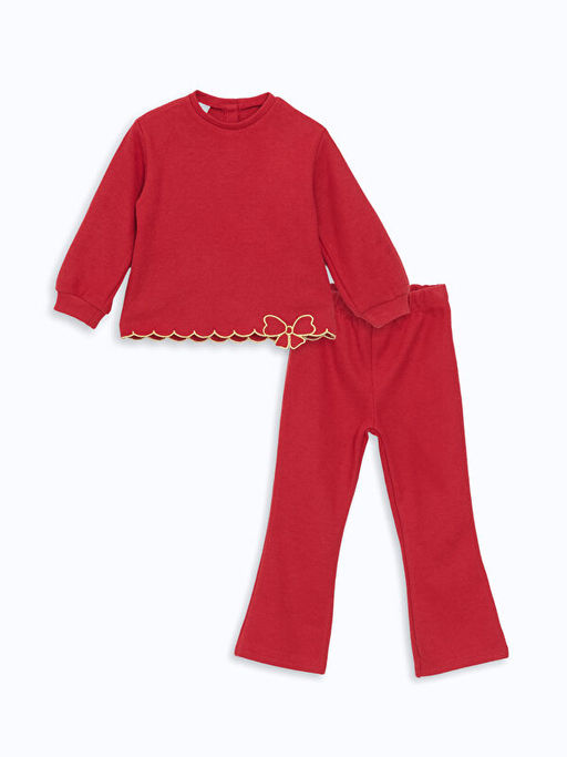 Y?lba?? Temal? K?z ?ocuk Sweatshirt ve Tayt Pantolon 2li Tak?m