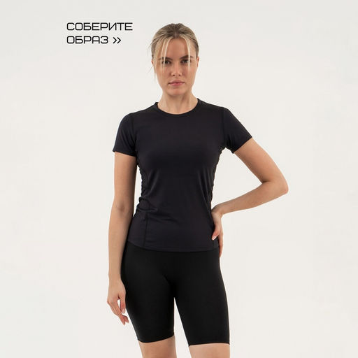 Футболка со вставками женская Resport, бифлекс, размер XL (50), чёрная