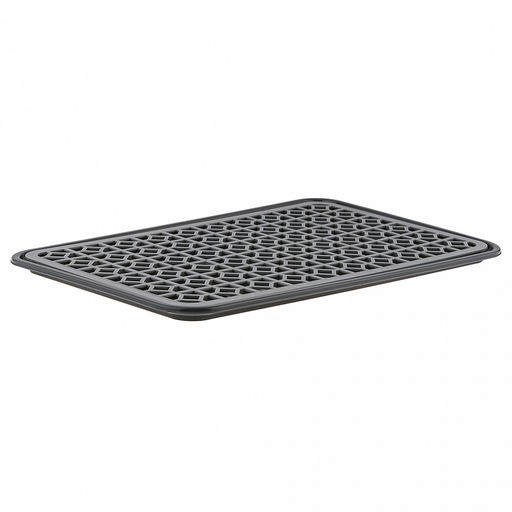 Сушилка-поднос настольная для посуды пластмассовая 43х31х3,5см, с решеткой для сушки, антрацит-серый (Россия)