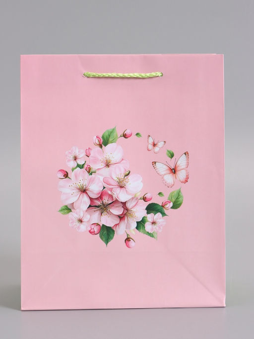 Пакет подарочный ламинированный «Цветочная бабочка», 18×22.3×10 см