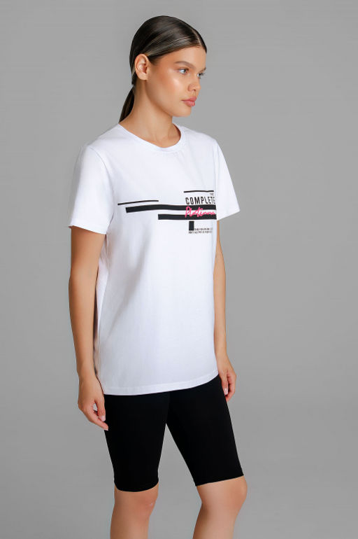 Арт. 5728 Костюм с велосипедками 42-50 (5 шт) Цвет:верх- белый, низ- черный - Калинка фото 11