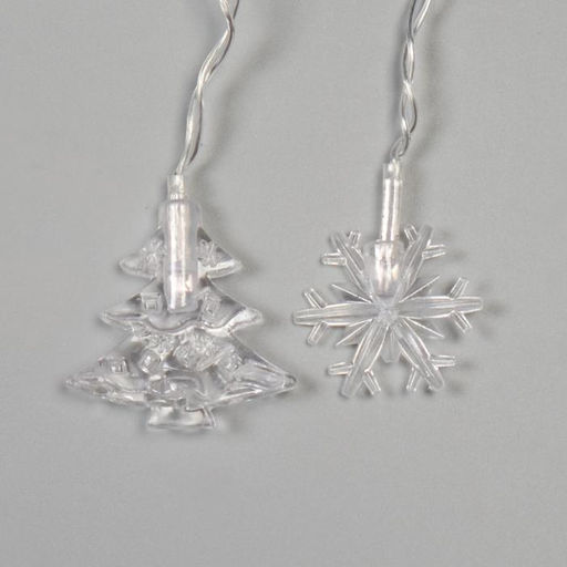 Гирлянда Бахрома 1.8?0.5 м с насадками Ёлки и снежинки, IP20, прозрачная нить, 48 LED, свечение мульти (RG/RB), мигание, 220 В - Luazon lighting фото 9