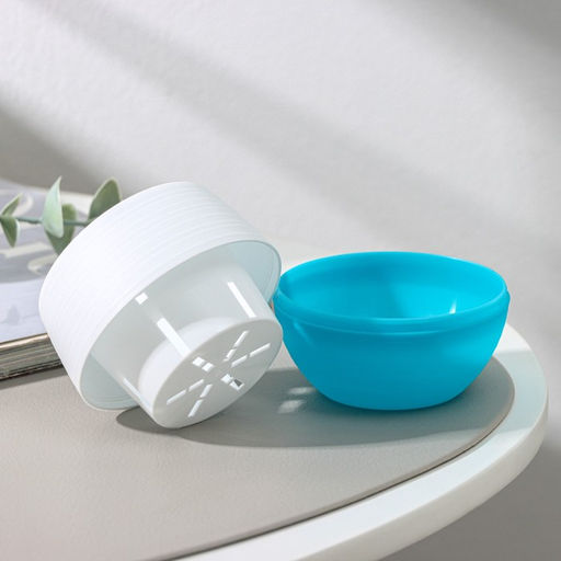 Цена за 3 шт. Горшок для цветов с поддоном «Япония», 125 мл, d=8 см, h=6,5 см, белый-бирюзовый