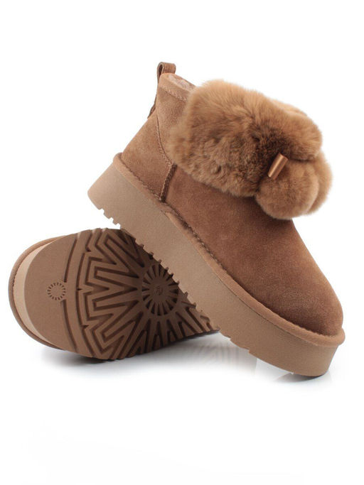 04-PAYH31-2Z CAMEL Угги женские (натуральная замша, 100% шерсть, натуральный мех)