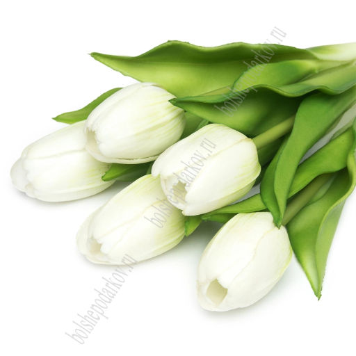 Веточка декоративная "Тюльпан" 32 см (5 шт) SF-8136, белый