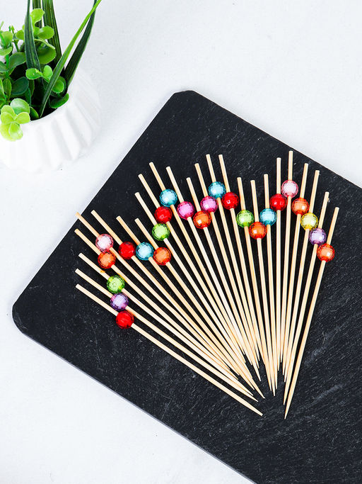 Шпажки бамбуковые 50 штук с декором / H50-1 /уп 500/ микс - ГалеонТрейд фото 2