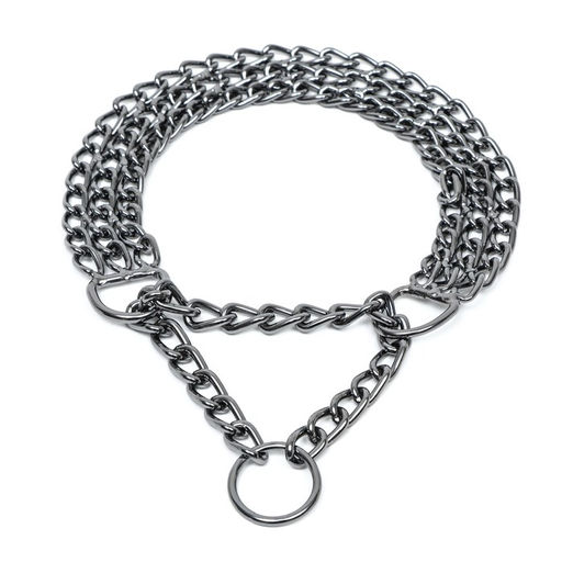 Ошейник - полуудавка металлический трехрядный, 40 см, толщина проволоки 2 мм, черный - Пижон фото 2