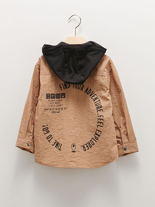 Kap??onlu Uzun Kollu Bask?l? Erkek Bebek Fermuarl? G?mlek - Waikiki фото 2