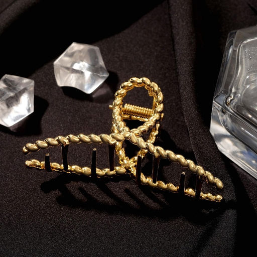 Цена за 2 шт. Крабик для волос «Валери», плетёная петелька, 7.5 см, золото