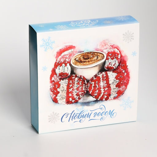 Коробка под 9 конфет «Снежинки», 13.7×13.7×3.5 см, кондитерская упаковка