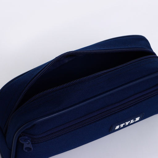 Косметичка-пенал на молнии с карманом, Style, синяя - Simaland фото 3