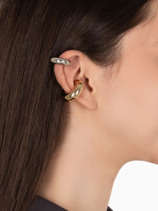 Серьги «Каффы» набор 2 шт., бублики, цвет серебро с золотом