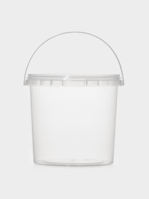 Цена за 100 шт. Ведро одноразовое с крышкой, пластик, 2 л, d=17.3 см, пищевое, прозрачное