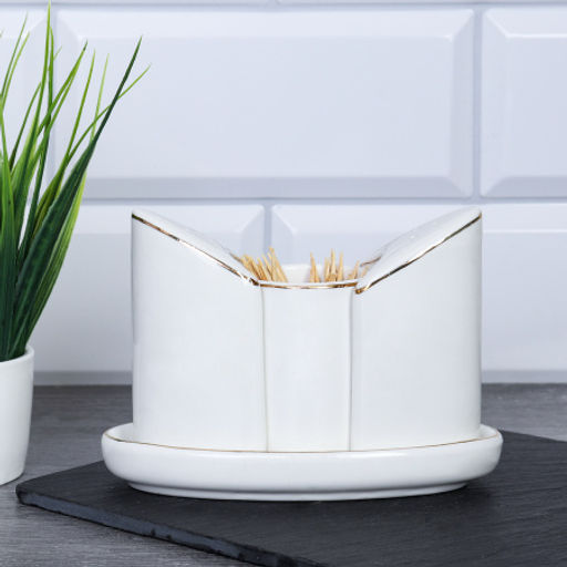 Набор для специй 4 предмета белый А / FY203004 /уп 48/ Золотая отводка Костяной - Галеонтрейд фото 8