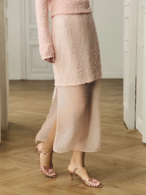 Двухслойная юбка миди с пайетками / Zarina