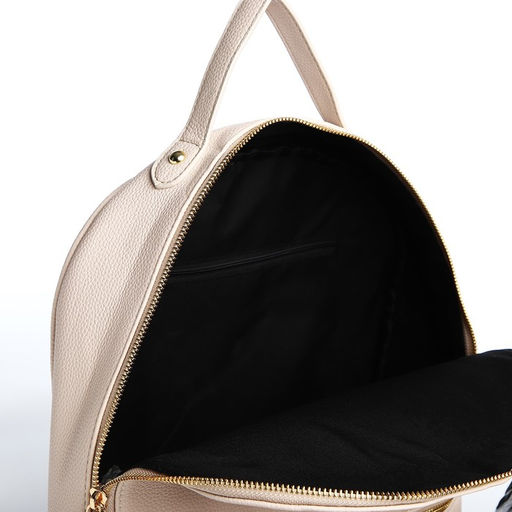 Рюкзак женский на молнии, с карманами, размер 27×10×34 см, бежевый