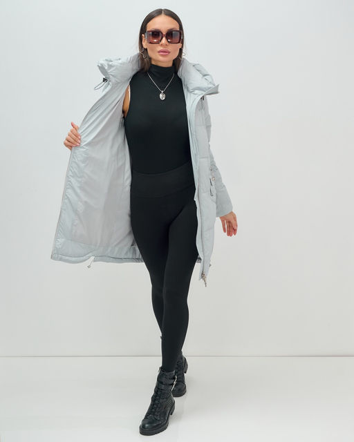 Куртка зимняя женская с капюшоном модная голубого цвета 3193Gl - Visdeer фото 10