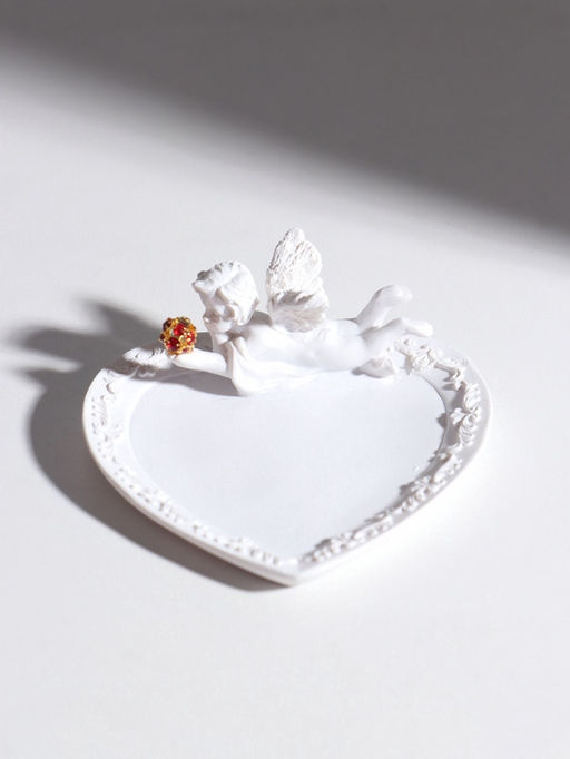 Подставка для колец, мелочей Белоснежный ангел с красным шаром, подсвечник, 3?8.6?8.2 см, МИКС