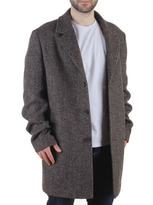 475627962 BROWN/GRAY Пальто Френч демисезонное мужское (65% шерсть, 35% кашемир)