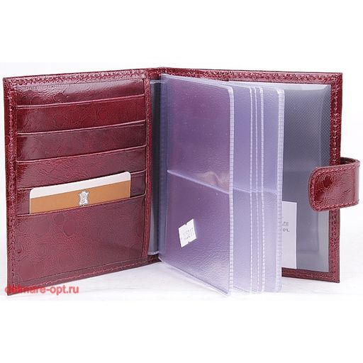 Визитница Premier-V-44 (с хляст, 2х-рядная, 5внут карм, 32карточки) натуральная кожа рубин вестленд луна (107) 105217  фото 3