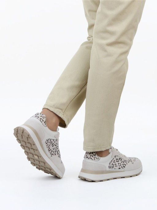 03-A1027-8 LT. BEIGE Кроссовки женские (натуральная замша, натуральная кожа)