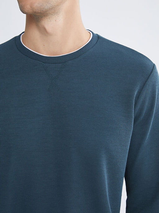 Bisiklet Yaka Uzun Kollu Erkek Sweatshirt