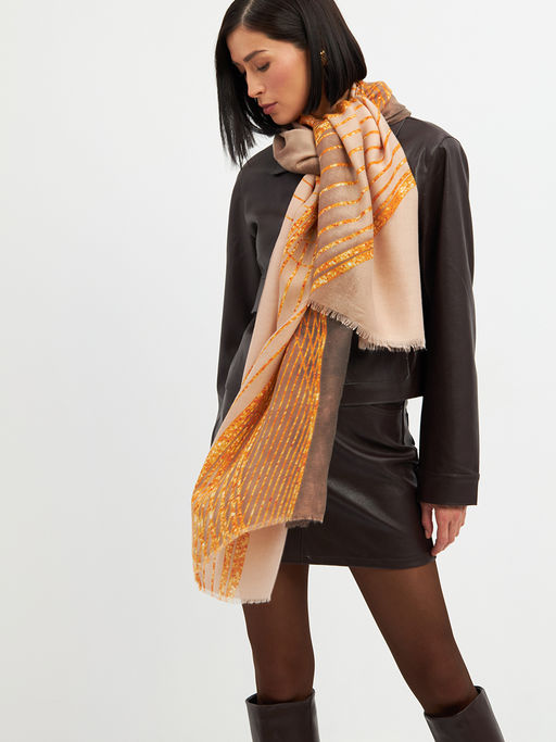 Большой, мягкий, тонкий и очень нежный двусторонний палантин с рисунком - Tantino фото 19