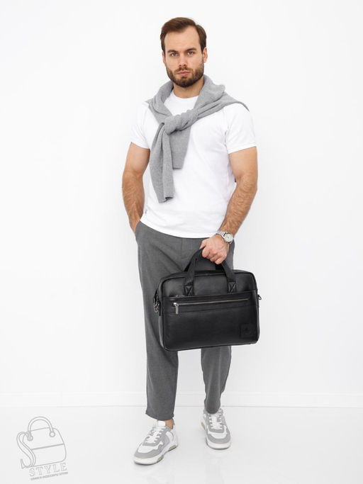 Портфель мужской кожаный 11011Z black Zinimsk